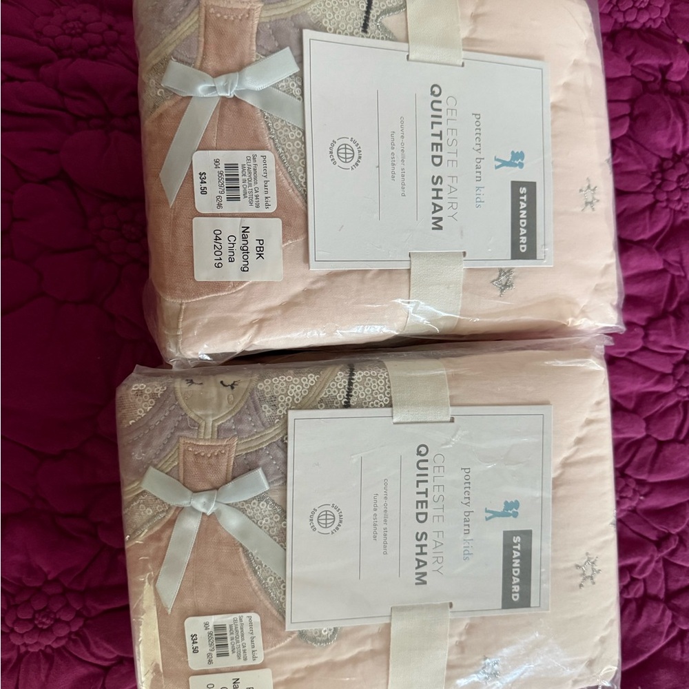 Pottery Barn Kids Celeste Fairy Quilted Sham - Light Pink with Silver - Picture 3 of 3